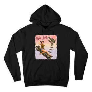 Retro Pin Up Girl Bombs Away Retro Hoodie