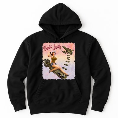 Retro Pin Up Girl Bombs Away Retro Hoodie