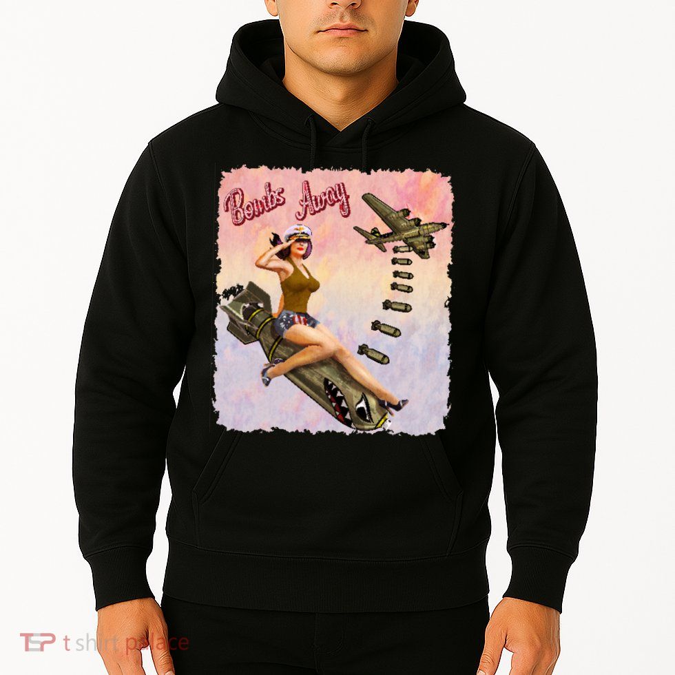 Retro Pin Up Girl Bombs Away Retro Hoodie