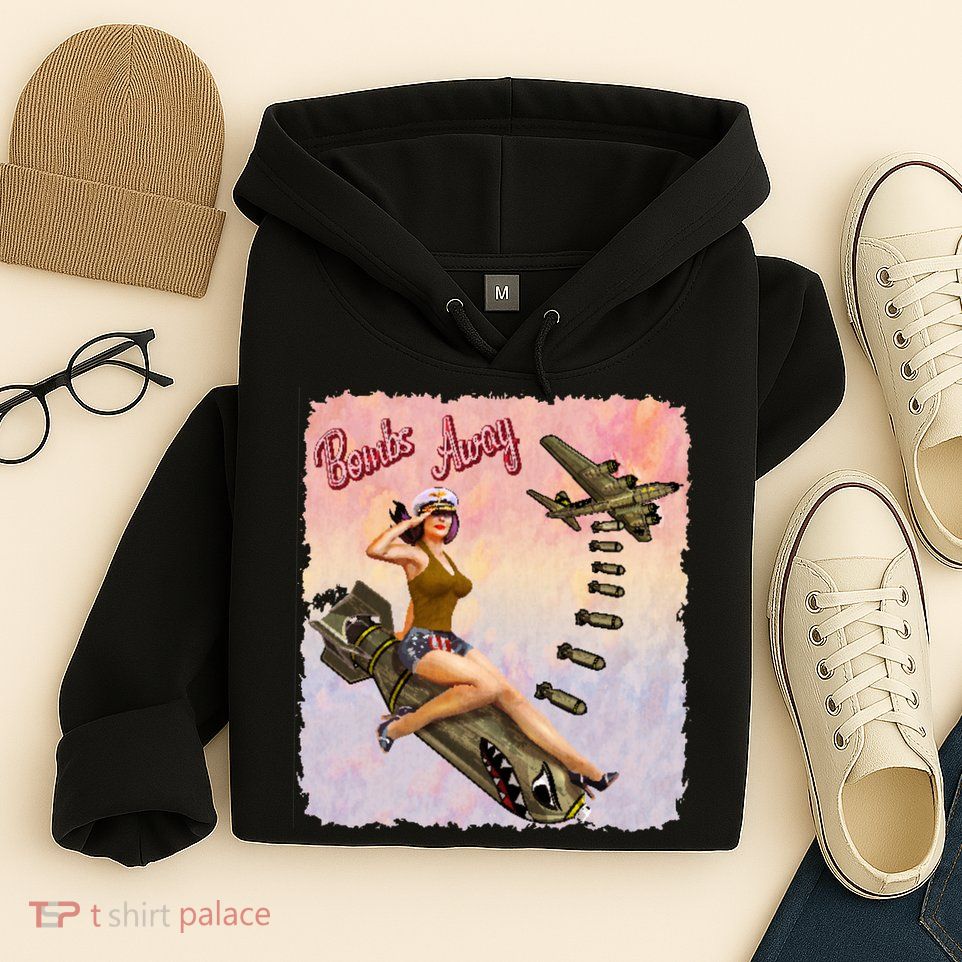 Retro Pin Up Girl Bombs Away Retro Hoodie