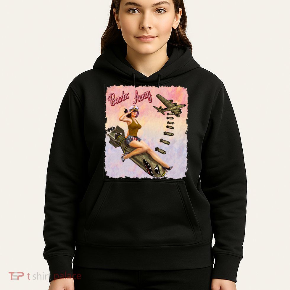 Retro Pin Up Girl Bombs Away Retro Hoodie