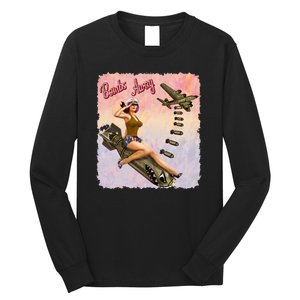 Retro Pin Up Girl Bombs Away Retro Long Sleeve Shirt