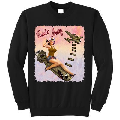 Retro Pin Up Girl Bombs Away Retro Sweatshirt