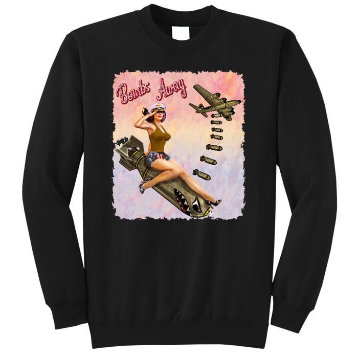 Retro Pin Up Girl Bombs Away Retro Sweatshirt