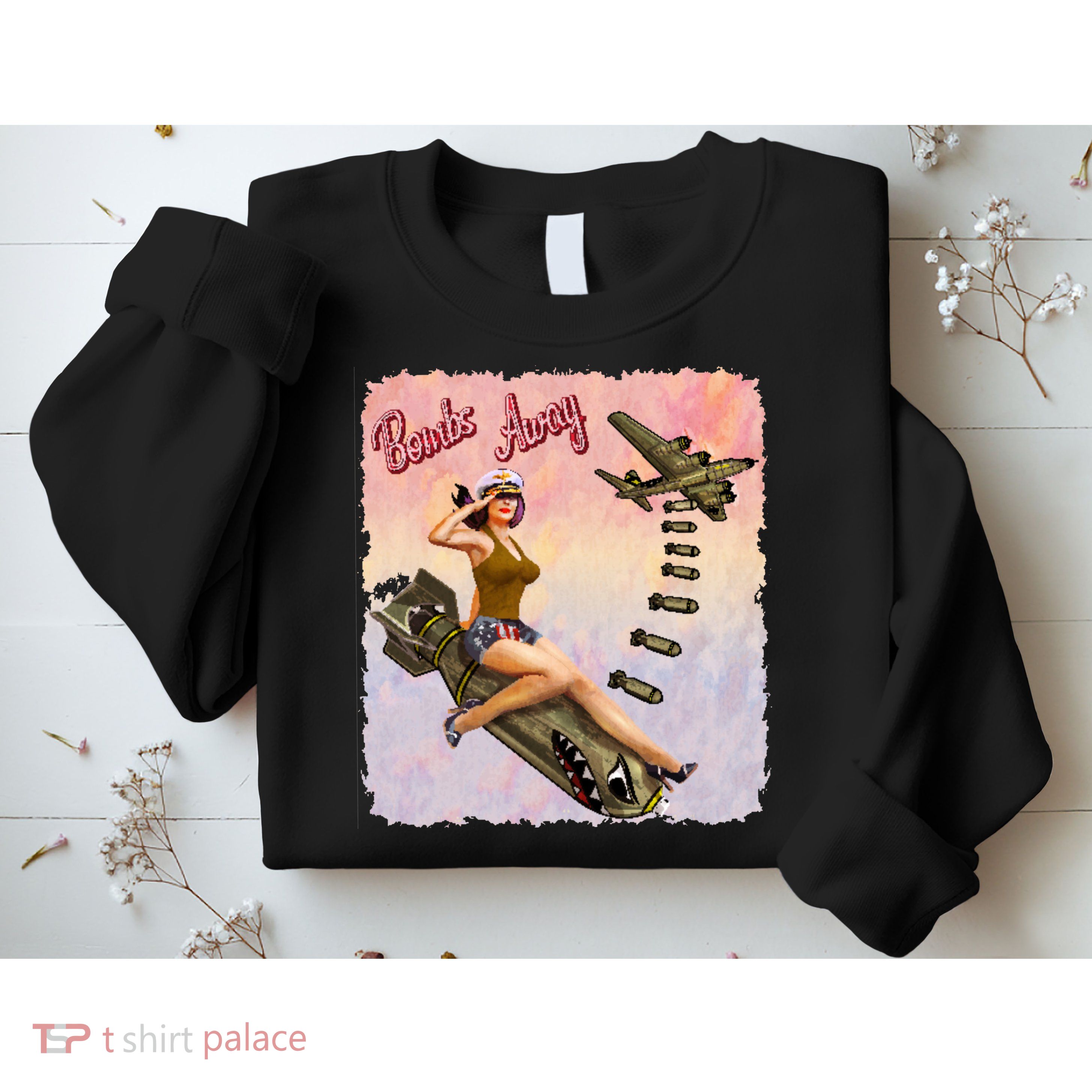 Retro Pin Up Girl Bombs Away Retro Sweatshirt