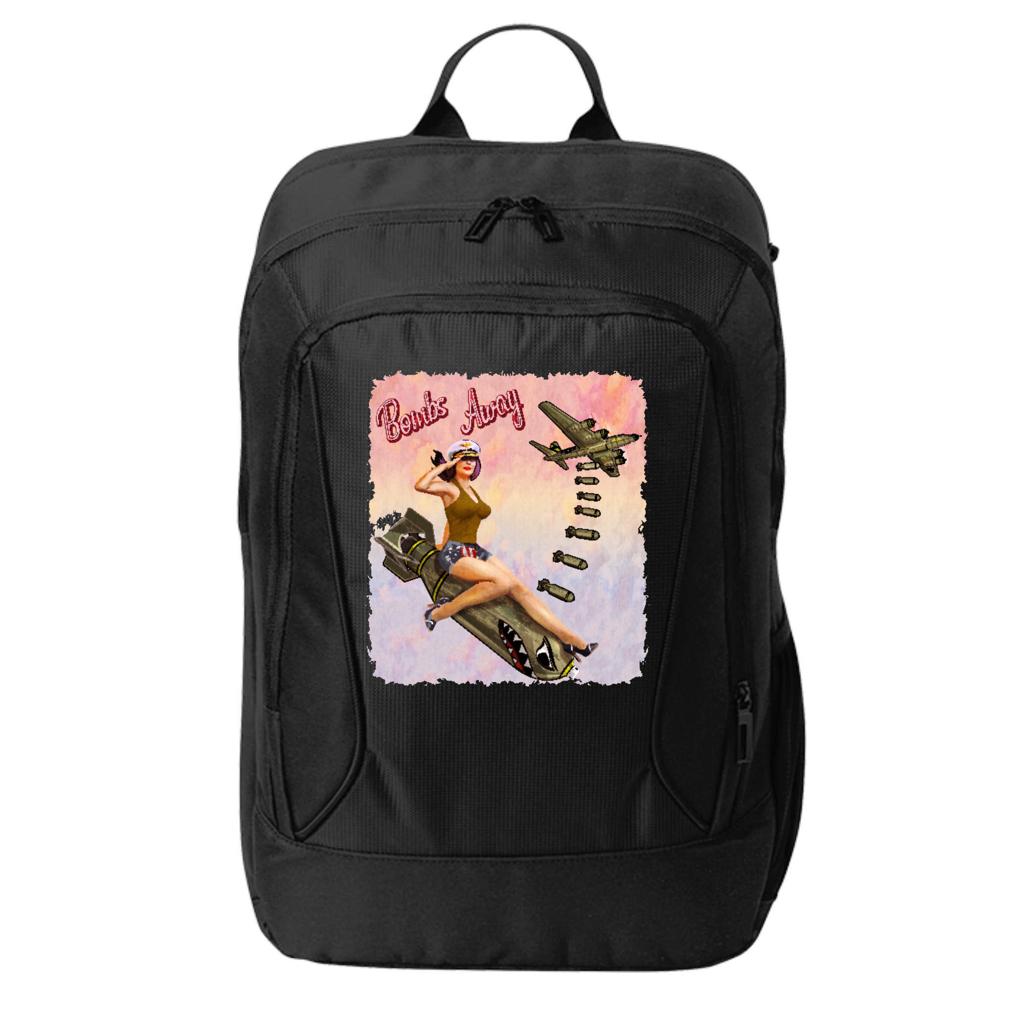 Retro Pin Up Girl Bombs Away Retro City Backpack