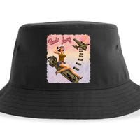 Retro Pin Up Girl Bombs Away Retro Sustainable Bucket Hat