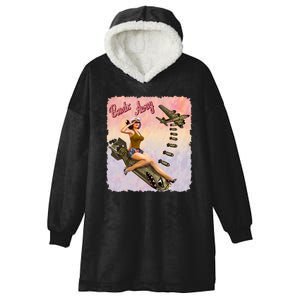 Retro Pin Up Girl Bombs Away Retro Hooded Wearable Blanket