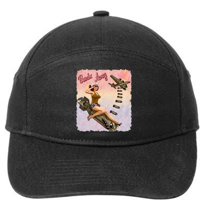 Retro Pin Up Girl Bombs Away Retro 7-Panel Snapback Hat