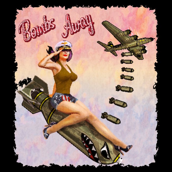 Retro Pin Up Girl Bombs Away Retro 7-Panel Snapback Hat