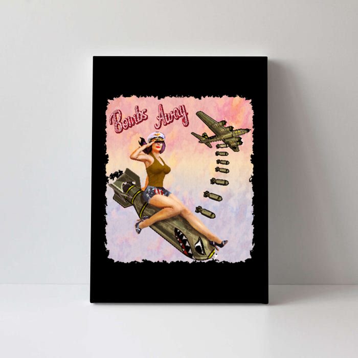 Retro Pin Up Girl Bombs Away Retro Canvas