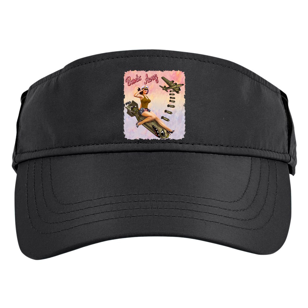 Retro Pin Up Girl Bombs Away Retro Adult Drive Performance Visor