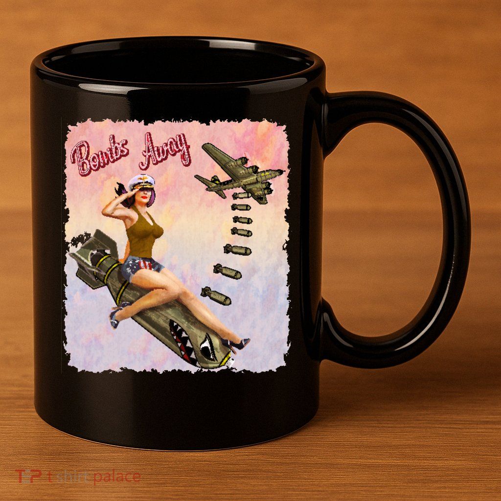 Retro Pin Up Girl Bombs Away Retro 11oz C Handle Ceramic Mug