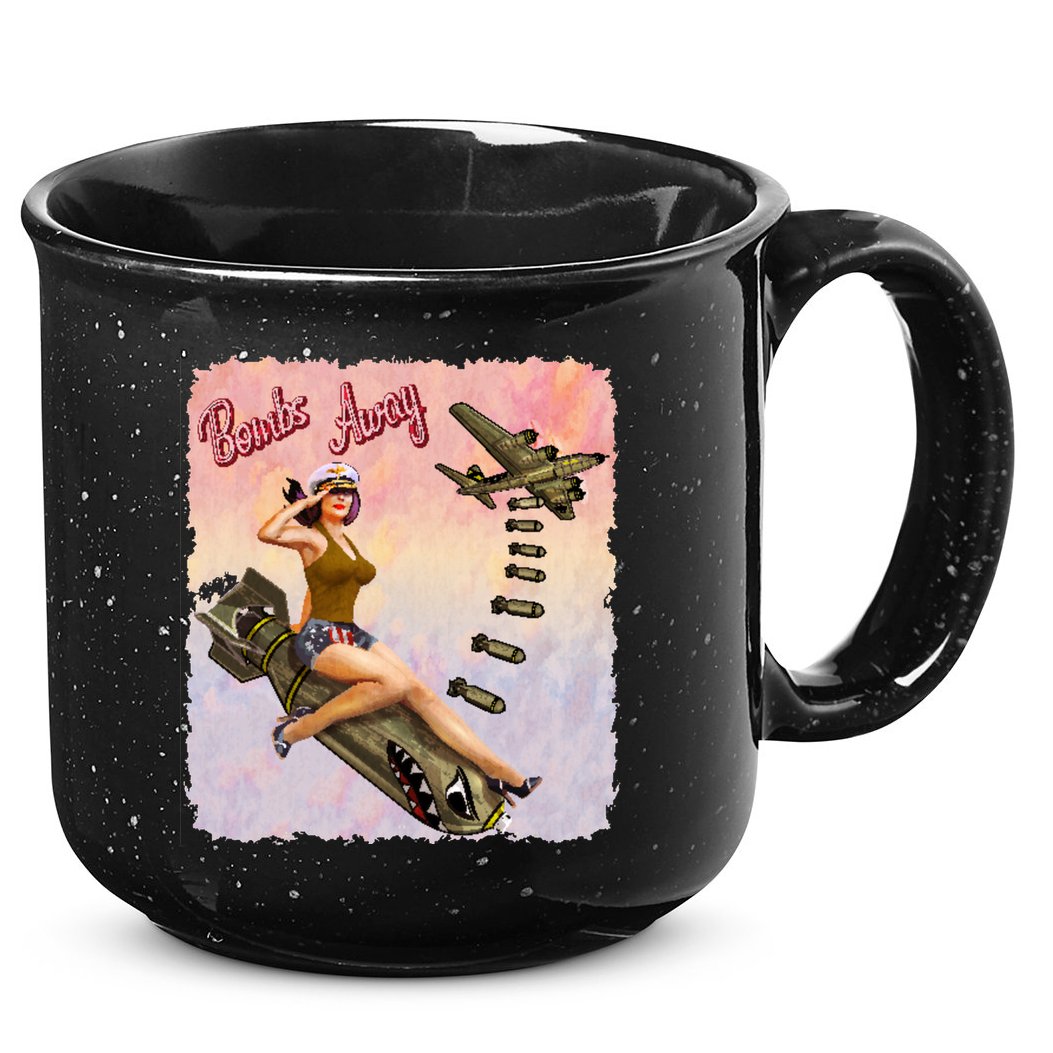 Retro Pin Up Girl Bombs Away Retro 15oz Campfire Ceramic Mug