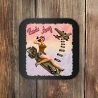 Retro Pin Up Girl Bombs Away Retro Coaster