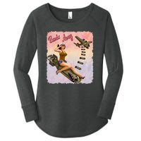 Retro Pin Up Girl Bombs Away Retro Women's Perfect Tri Tunic Long Sleeve Shirt