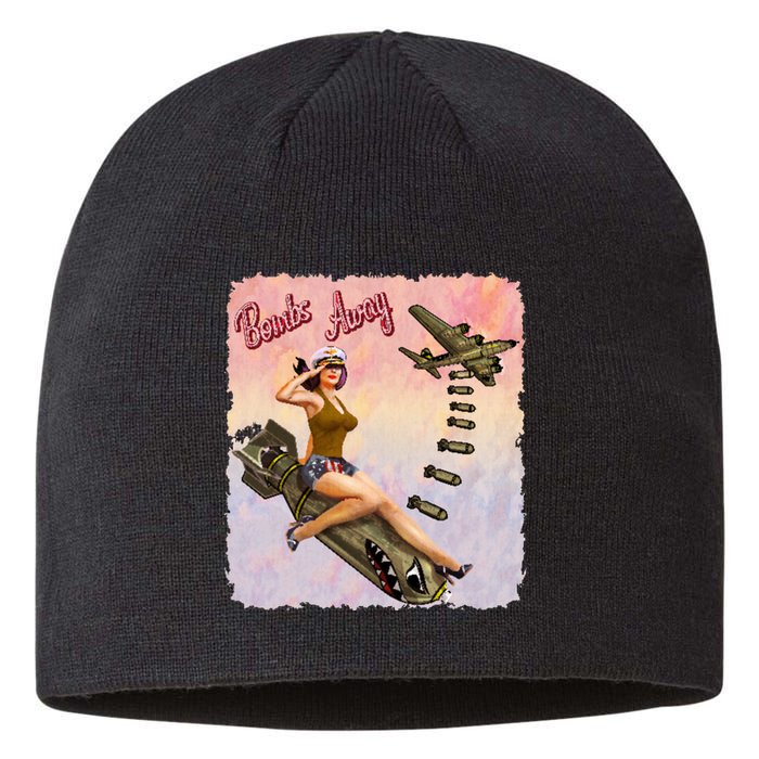 Retro Pin Up Girl Bombs Away Retro Sustainable Beanie