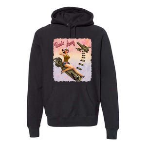 Retro Pin Up Girl Bombs Away Retro Premium Hoodie