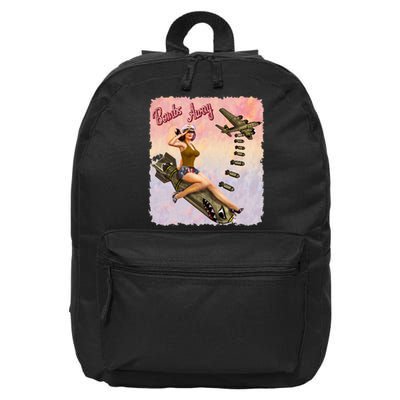 Retro Pin Up Girl Bombs Away Retro 16 in Basic Backpack