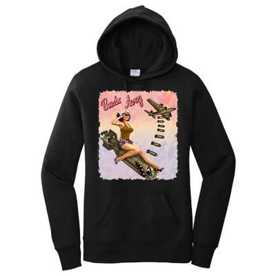 Retro Pin Up Girl Bombs Away Retro Women's Pullover Hoodie