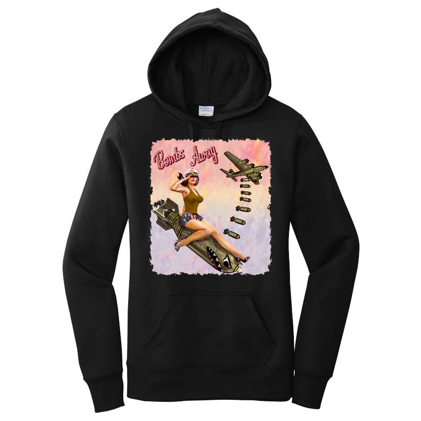 Retro Pin Up Girl Bombs Away Retro Women's Pullover Hoodie