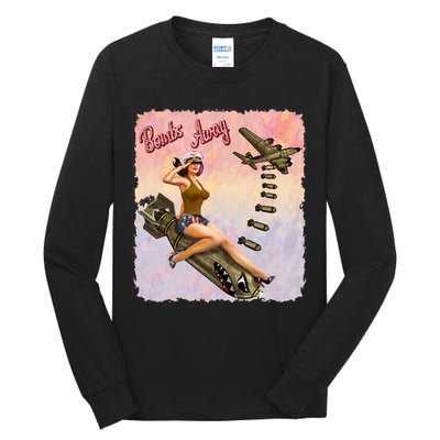 Retro Pin Up Girl Bombs Away Retro Tall Long Sleeve T-Shirt