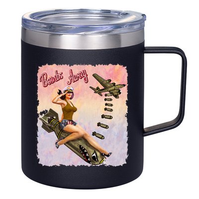 Retro Pin Up Girl Bombs Away Retro 12oz Stainless Steel Coffee Mug