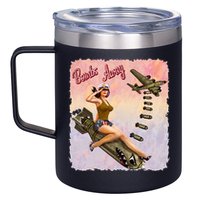 Retro Pin Up Girl Bombs Away Retro 12oz Stainless Steel Coffee Mug