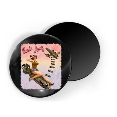 Retro Pin Up Girl Bombs Away Retro Magnet