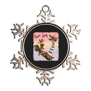 Retro Pin Up Girl Bombs Away Retro Metallic Star Ornament