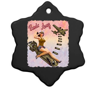 Retro Pin Up Girl Bombs Away Retro Ceramic Star Ornament