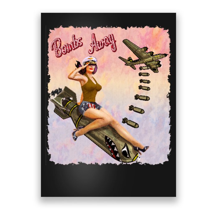 Retro Pin Up Girl Bombs Away Retro Poster