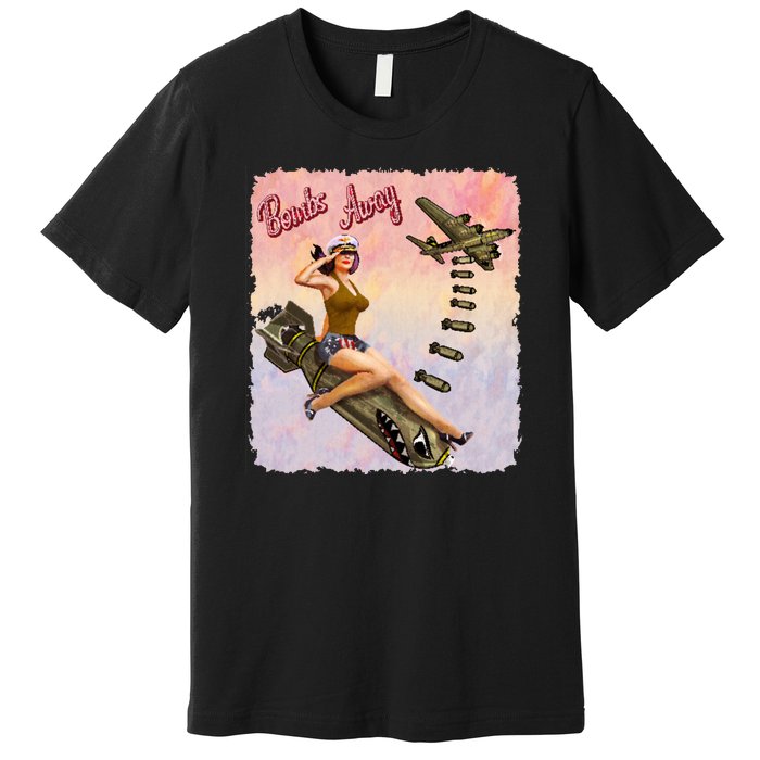 Retro Pin Up Girl Bombs Away Retro Premium T-Shirt