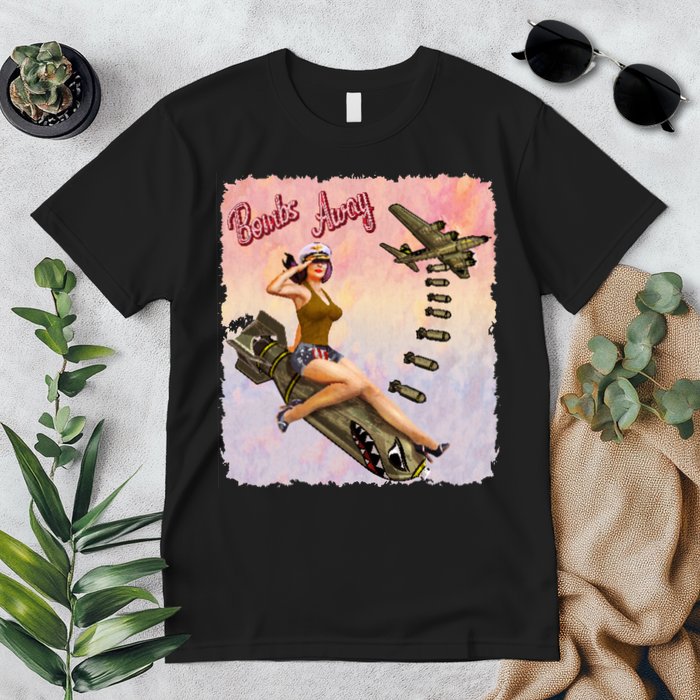 Retro Pin Up Girl Bombs Away Retro Premium T-Shirt