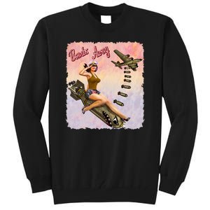 Retro Pin Up Girl Bombs Away Retro Tall Sweatshirt