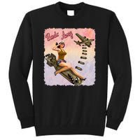 Retro Pin Up Girl Bombs Away Retro Tall Sweatshirt