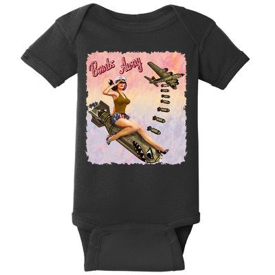Retro Pin Up Girl Bombs Away Retro Baby Bodysuit
