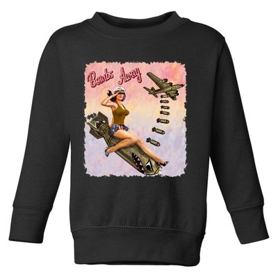 Retro Pin Up Girl Bombs Away Retro Toddler Sweatshirt