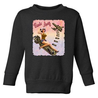 Retro Pin Up Girl Bombs Away Retro Toddler Sweatshirt