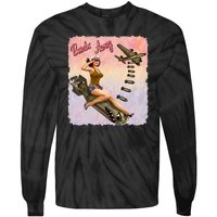 Retro Pin Up Girl Bombs Away Retro Tie-Dye Long Sleeve Shirt