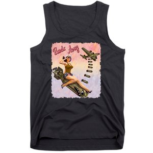 Retro Pin Up Girl Bombs Away Retro Tank Top