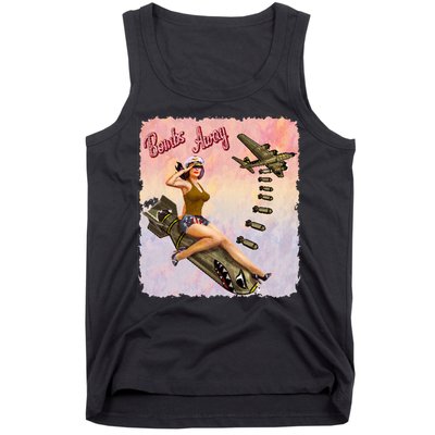 Retro Pin Up Girl Bombs Away Retro Tank Top