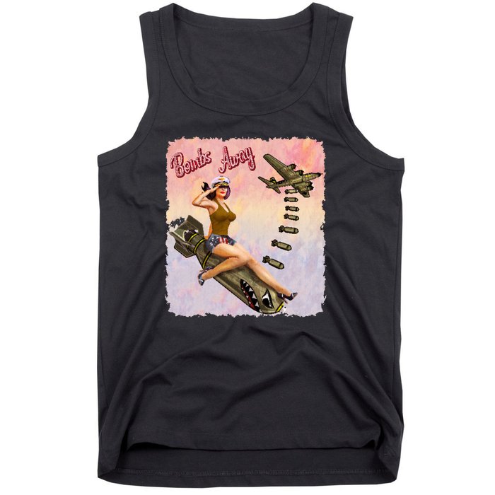 Retro Pin Up Girl Bombs Away Retro Tank Top