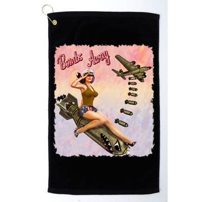 Retro Pin Up Girl Bombs Away Retro Platinum Collection Golf Towel