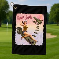 Retro Pin Up Girl Bombs Away Retro Golf Towel