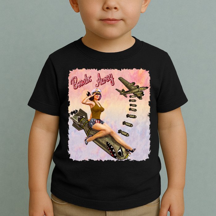 Retro Pin Up Girl Bombs Away Retro Toddler T-Shirt