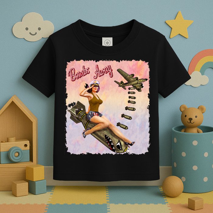 Retro Pin Up Girl Bombs Away Retro Toddler T-Shirt