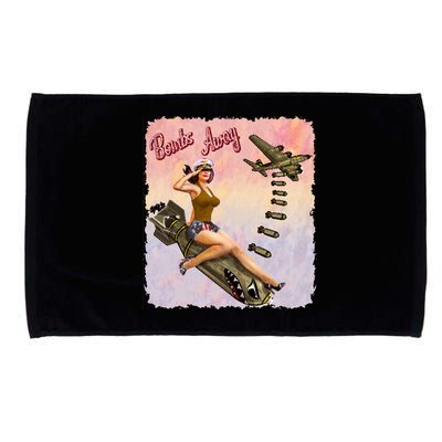 Retro Pin Up Girl Bombs Away Retro Microfiber Hand Towel