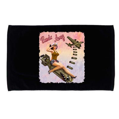 Retro Pin Up Girl Bombs Away Retro Microfiber Hand Towel