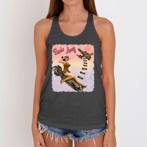 Retro Pin Up Girl Bombs Away Retro Women's Knotted Racerback Tank